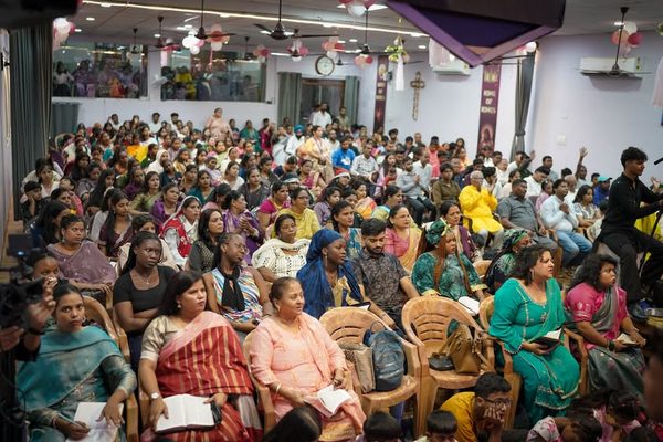 The congregation gathered