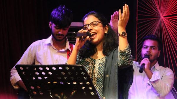The music team playing on a Sunday